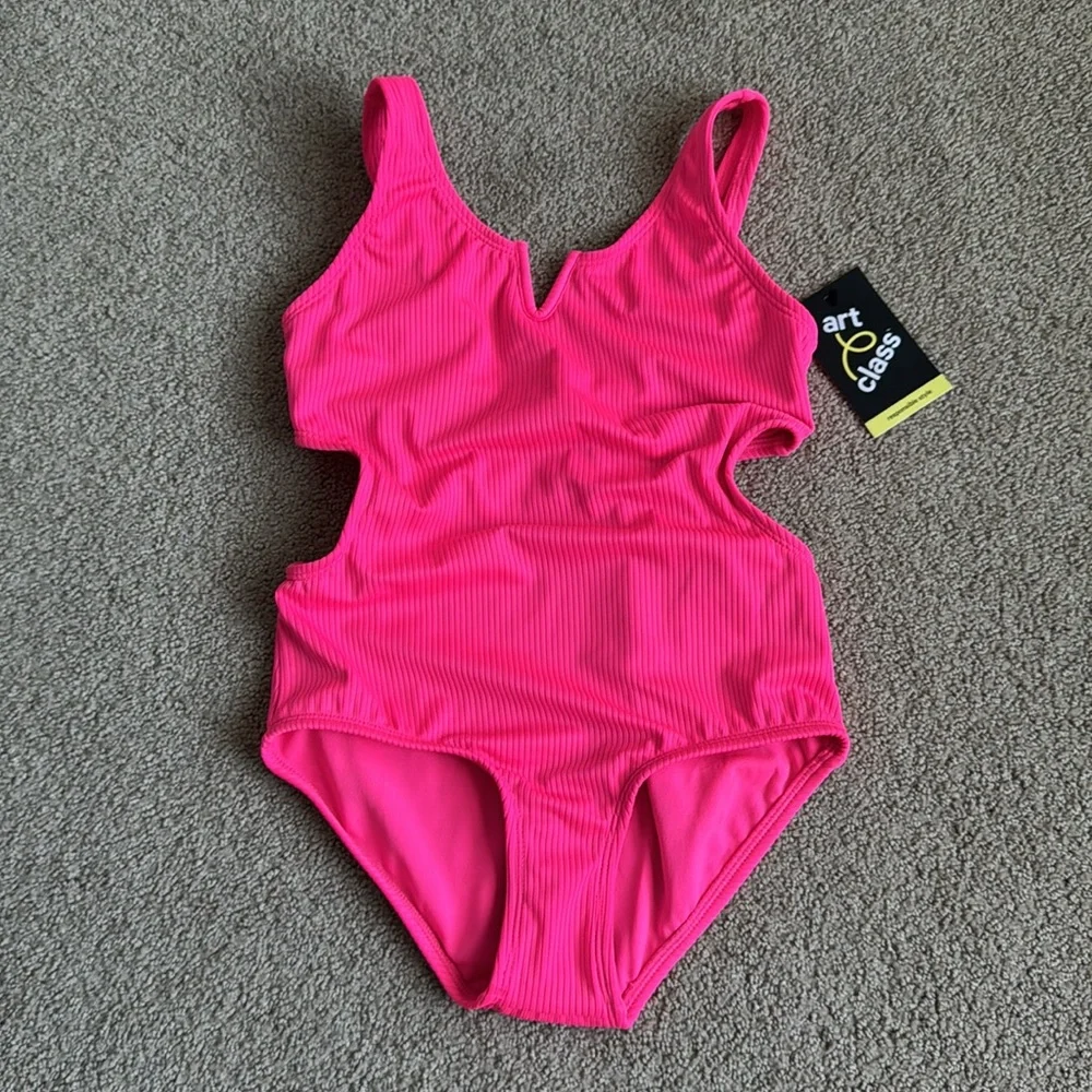 NWT Art Class Girl’s Cut‎ Out One Piece Swimsuit Set - Size: M (8) PLUS